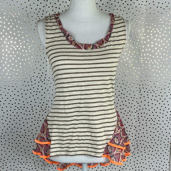 Anthro Postmark Striped Peplum Top - Picture 1 of 8